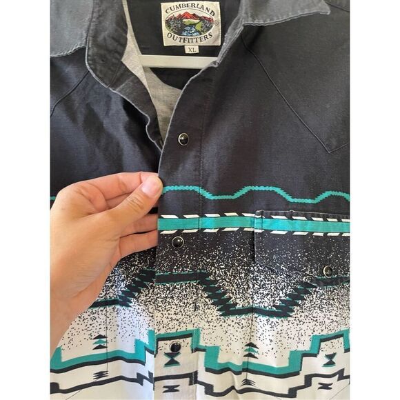 Vintage Cumberland Outfitters Western Aztec Print Button‎ Up Shirt XL - Picture 5 of 6